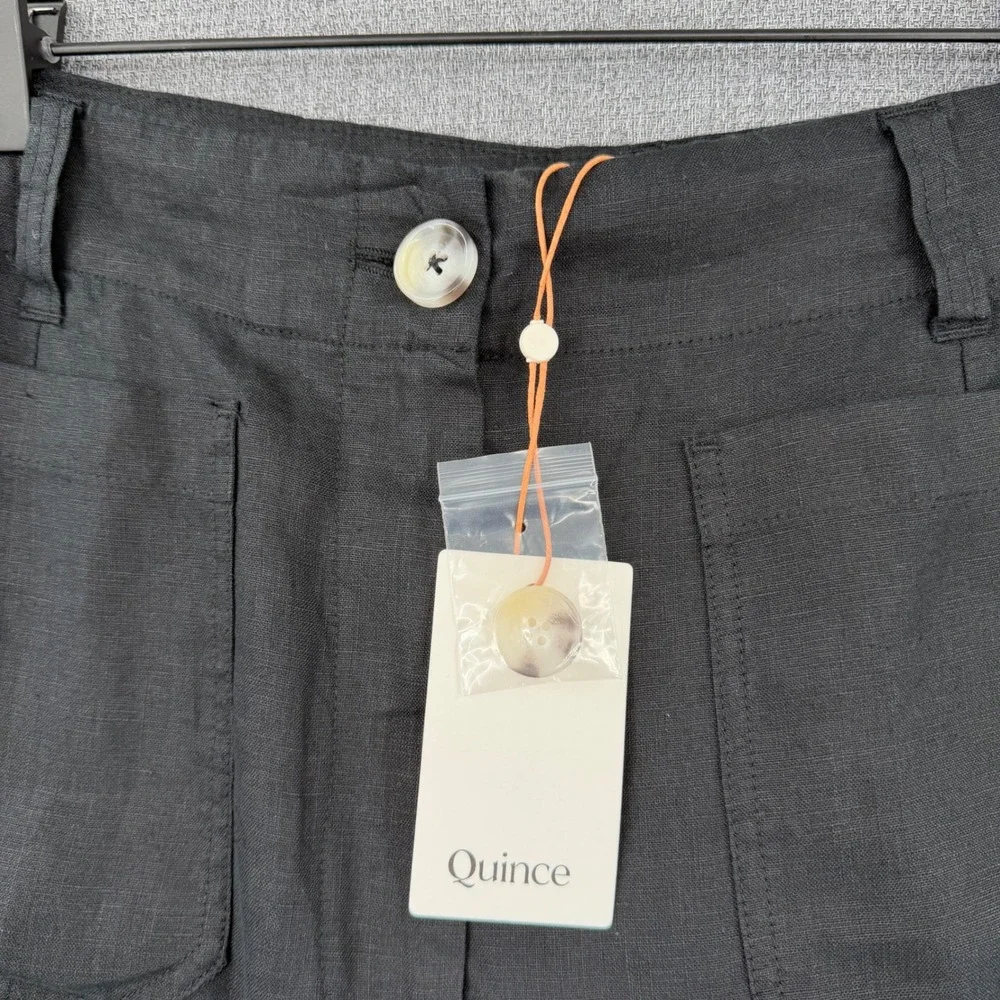 Quince European Linen Patch Pocket Wide Leg Pants Black 16 Minimalist Neutral